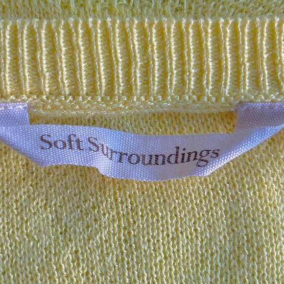 Soft Surroundings Sweater Womens Large Yellow Textured Floral Lightweight - Picture 4 of 10